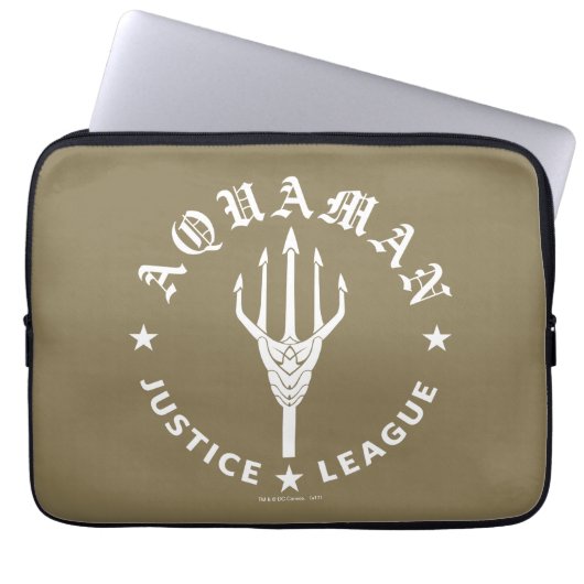Justizielle Liga | Emblem Aquaman Retro Trident Laptopschutzhülle (Vorderseite)