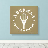 Justizielle Liga | Emblem Aquaman Retro Trident Leinwanddruck (Insitu (Holzboden))