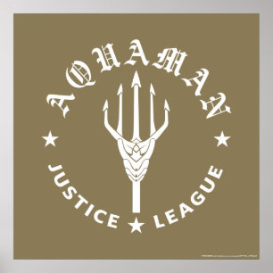 Justizielle Liga   Emblem Aquaman Retro Trident Poster