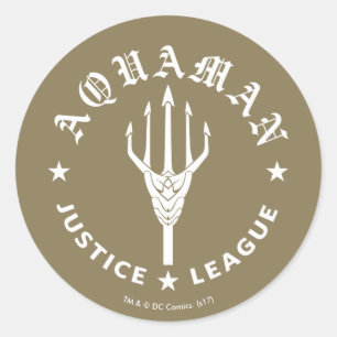 Justizielle Liga   Emblem Aquaman Retro Trident Runder Aufkleber
