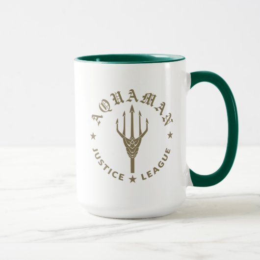 Justizielle Liga | Emblem Aquaman Retro Trident Tasse (Rechts)