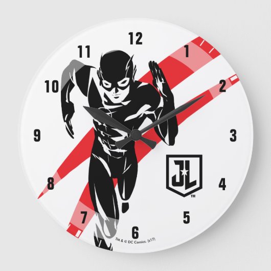 Justizielle Liga | Flash Running Noir Pop Art Große Wanduhr (Vorderseite)