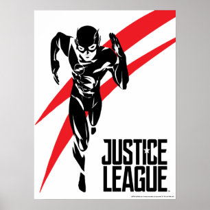 Justizielle Liga   Flash Running Noir Pop Art Poster
