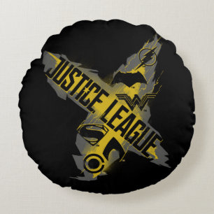Justizielle Liga Justice League & Team Symbols Rundes Kissen