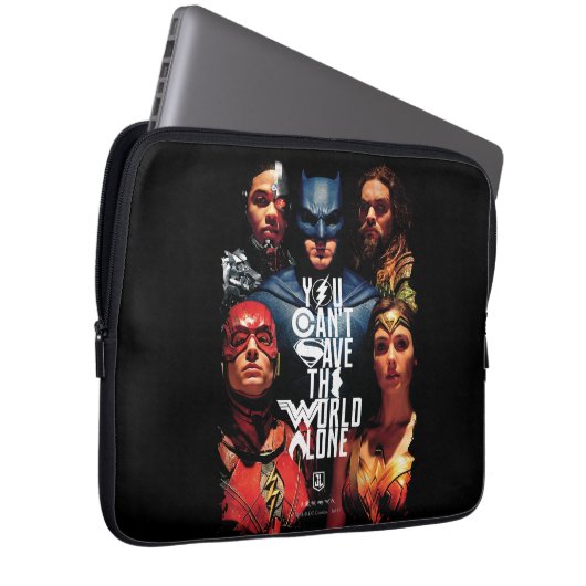 Justizielle Liga | Man kann die Welt nicht allein Laptopschutzhülle (Vorne Rechts)