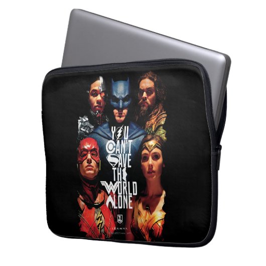 Justizielle Liga | Man kann die Welt nicht allein Laptopschutzhülle (Vorderseite Links)