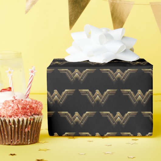 Justizielle Liga | Metallic Wonder Woman Symbol Geschenkpapier (Geburtstagsparty)