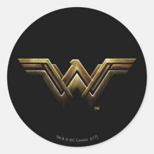 Justizielle Liga   Metallic Wonder Woman Symbol Runder Aufkleber