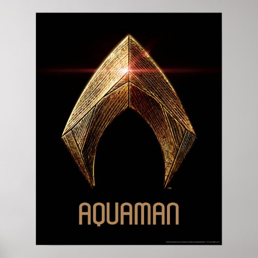 Justizielle Liga | Metallisches Aquaman-Symbol Poster (Vorne)