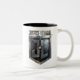 Justizielle Liga   Metallschild Zweifarbige Tasse