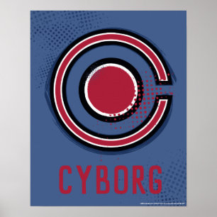 Justizielle Liga   Pinsel und Halftone Cyborg - Sy Poster