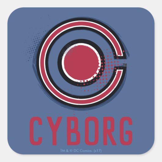 Justizielle Liga | Pinsel und Halftone Cyborg - Sy Quadratischer Aufkleber (Vorderseite)
