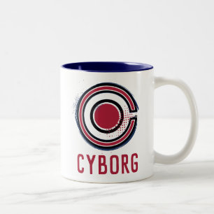 Justizielle Liga   Pinsel und Halftone Cyborg - Sy Zweifarbige Tasse