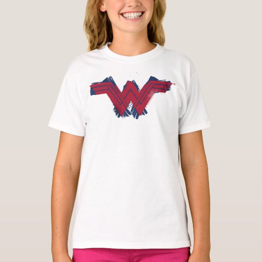 Justizielle Liga | Pinsel Wonder Woman Symbol T-Shirt (Vorderseite)