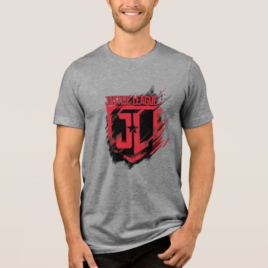 Justizielle Liga | Pinselstrich JL Shield Tri-Blend Shirt (Vorderseite)