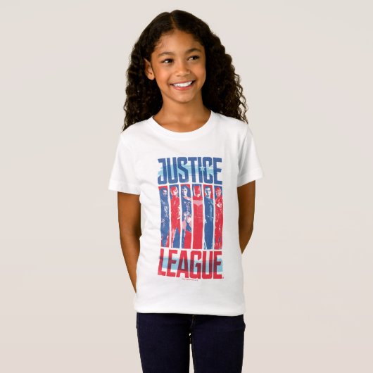 Justizielle Liga | Pop der Blue & Red Group Art T-Shirt (Vorne ganz)