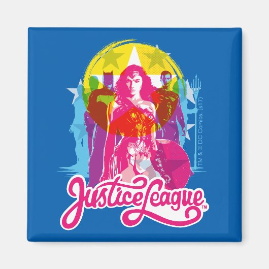 Justizielle Liga | Retro Group & Logo Pop Art Magnet (Vorne)
