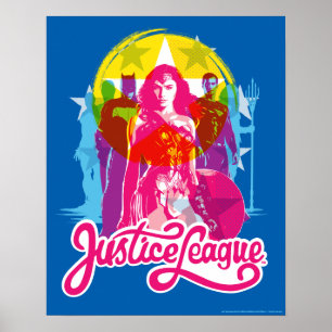 Justizielle Liga Retro Group & Logo Pop Art Poster