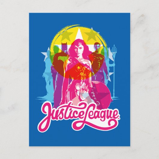 Justizielle Liga | Retro Group & Logo Pop Art Postkarte (Vorderseite)