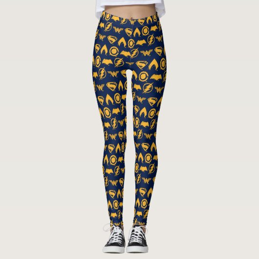 Justizielle Liga | Stylisierte Teamsymbole Lineup Leggings (Vorderseite)