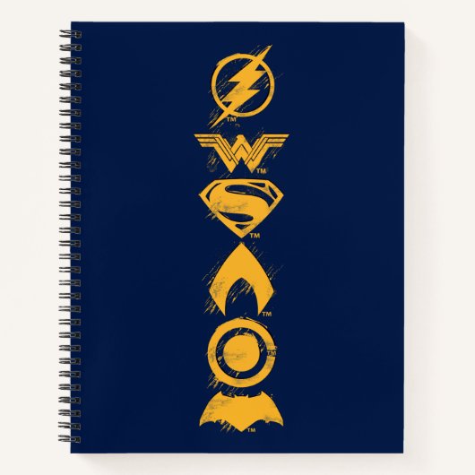 Justizielle Liga | Stylisierte Teamsymbole Lineup Notizbuch (Vorderseite)