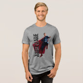 Justizielle Liga | Superman auf Schlachtfeld Tri-Blend Shirt (Vorderseite voll)