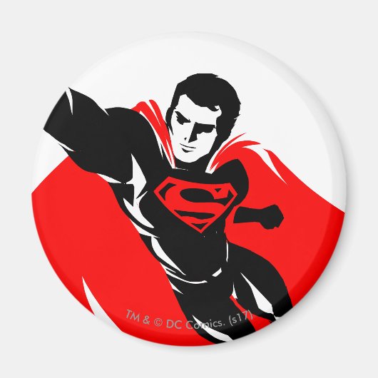 Justizielle Liga | Superman Flying Noir Pop Art Magnet (Vorne)