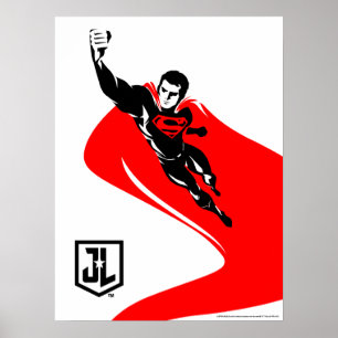 Justizielle Liga   Superman Flying Noir Pop Art Poster