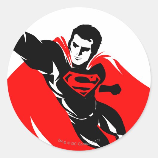 Justizielle Liga | Superman Flying Noir Pop Art Runder Aufkleber (Vorderseite)