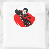 Justizielle Liga | Superman Flying Noir Pop Art Runder Aufkleber (Tasche)