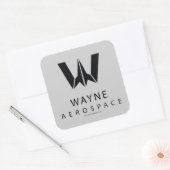 Justizielle Liga | Wayne Aerospace Logo Quadratischer Aufkleber (Umschlag)