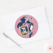 Justizielle Liga | Wonder Woman & JL Icon Pop Art Runder Aufkleber (Umschlag)