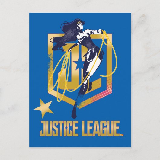 Justizielle Liga | Wonder Woman JL Logo Pop Art Postkarte (Vorderseite)