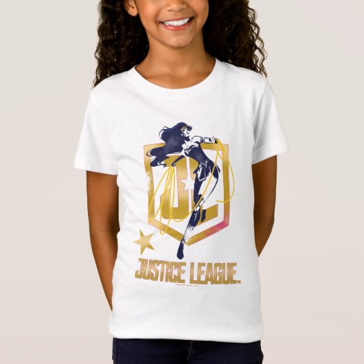 Justizielle Liga | Wonder Woman JL Logo Pop Art T-Shirt (Vorderseite)