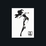 Justizielle Liga | Wonder Woman mit Lasso Pop Art Leinwanddruck<br><div class="desc">Karo aus diesem stilisierten zeichn der Wonder Woman der Gerechtigkeitsliga mit ihrer Brille. Diese Pose der Schwarz-Weiß-Silhouette wird durch ihren ikonischen roten Lippenstift und ihre goldene Lasso ausgeglichen.</div>