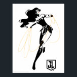 Justizielle Liga | Wonder Woman mit Lasso Pop Art Poster<br><div class="desc">Karo aus diesem stilisierten zeichn der Wonder Woman der Gerechtigkeitsliga mit ihrer Brille. Diese Pose der Schwarz-Weiß-Silhouette wird durch ihren ikonischen roten Lippenstift und ihre goldene Lasso ausgeglichen.</div>