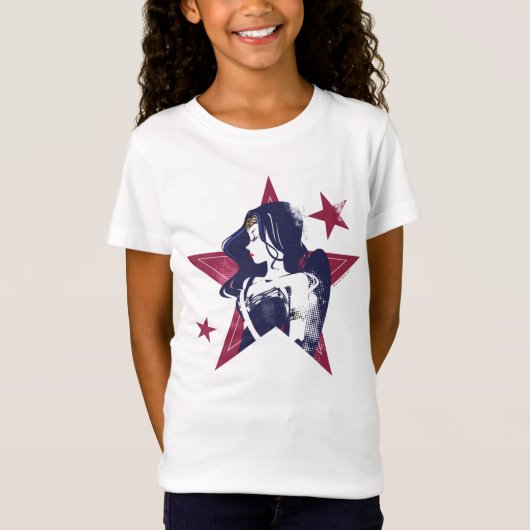 Justizielle Liga | Wonder Woman & Stars Pop Kunst T-Shirt (Vorderseite)
