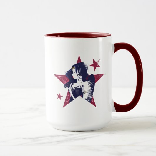 Justizielle Liga | Wonder Woman & Stars Pop Kunst  Tasse (Rechts)
