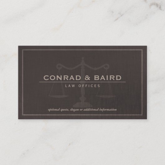 Justizskala Dark Brown Linen Look Visitenkarte (Vorderseite)