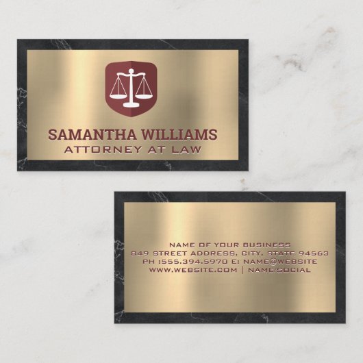 Justizskala | Gold und Marmor Visitenkarte (Vorne/Hinten)