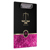 Justizskala - Monogramm rosa Glitzer Klemmbrett (Rechts)