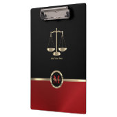Justizskala - Monogramm Schwarz und Rot Klemmbrett (Links)