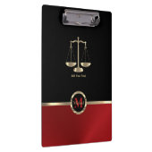 Justizskala - Monogramm Schwarz und Rot Klemmbrett (Rechts)