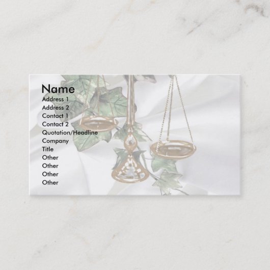 Justizwesen auf Ivy & Satin Visitenkarte (Vorderseite)