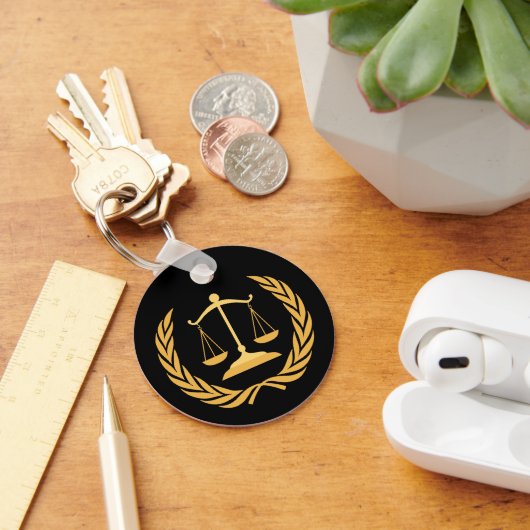 Justizwesen | Recht | Rechtsanwalt - Black & Gold Schlüsselanhänger (Schreibtisch)