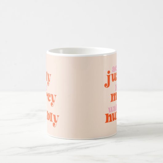 Justly, Liebe Gnade, Walk Humbly (Retro-Mod) Kaffeetasse (Mittel)