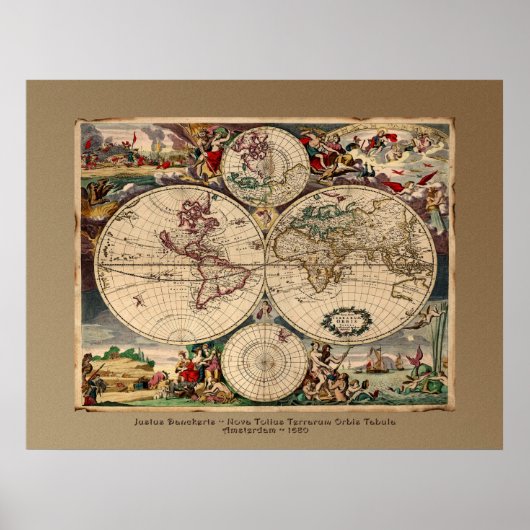 Justus Danckerts Old World Map Poster Print (Vorne)