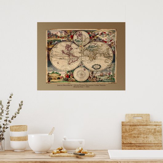 Justus Danckerts Old World Map Poster Print (Küche)