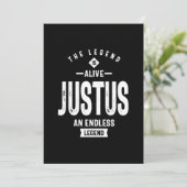 Justus Personalisiert Name Geburtstagsgeschenk Einladung (Stehend Vorderseite)