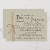 Jute Bow und Burlap-Brautparty Einladung (Vorne/Hinten)